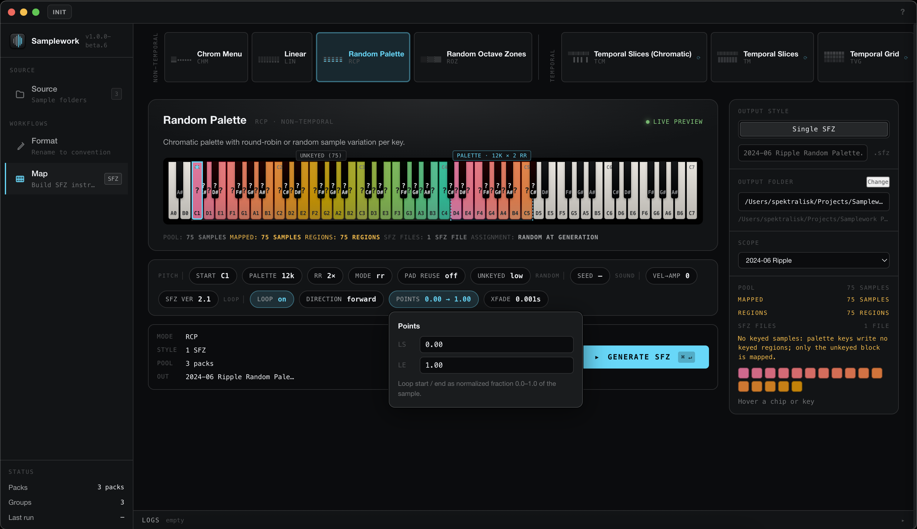 Samplework — Random Palette mapping view